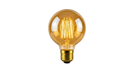 Vintage Edison bulb PNG isolated on transparent background, antique style lightbulb with glowing filament for retro design and decoration © Sorin