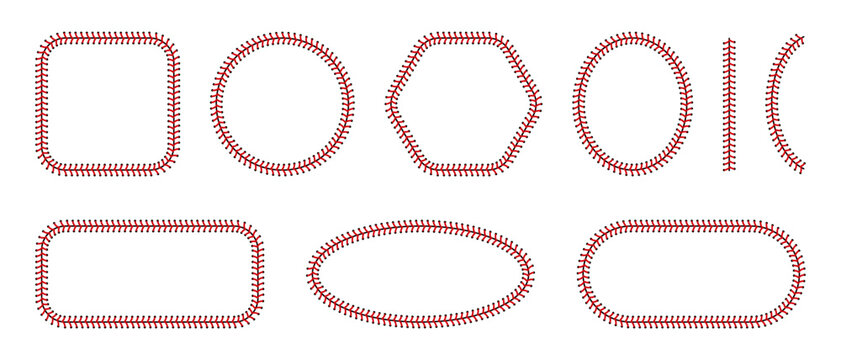 Baseball frame with red stitching and leather texture. Classic softball border design. Vector graphic element for sports branding and American game layouts.