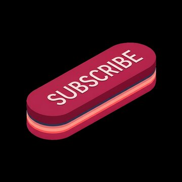 Red subscribe button with white text and pink stripes on black