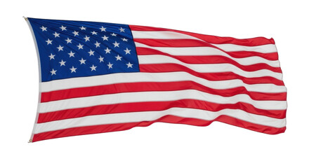 Obraz premium Waving American flag PNG isolated on transparent background, patriotic symbol of the United States of America for Independence Day