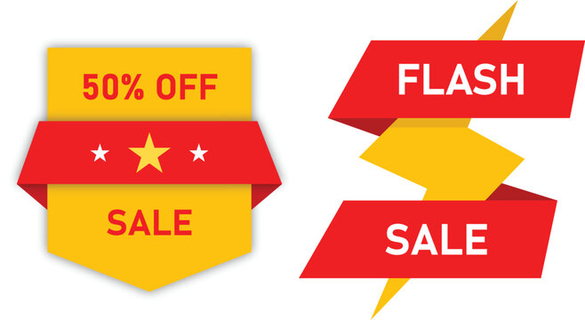 Flash Sale Banners and Discount Labels Set, Promotional Sale Vector Design