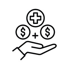 Obraz premium Hand holding coins with a medical cross representing healthcare costs