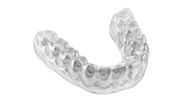 Clear aligner isolated PNG on transparent background, orthodontic appliance for teeth straightening and dental care