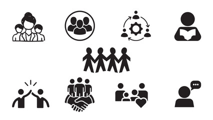Human Connection & Teamwork Icon Set &ndash; Community, Collaboration and Support Vector Collection