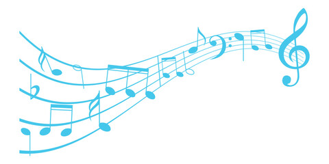 
blue musical notes melody on white background.vector illustration of blue colored sheet music - musical notes melody  .