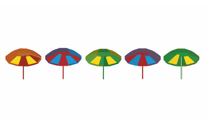 Colorful striped beach parasol horizontal banner template flat vector isolated © Md