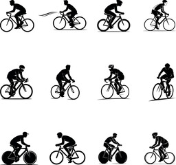 Obraz premium Cycling motion sequence of a person riding a bicycle
