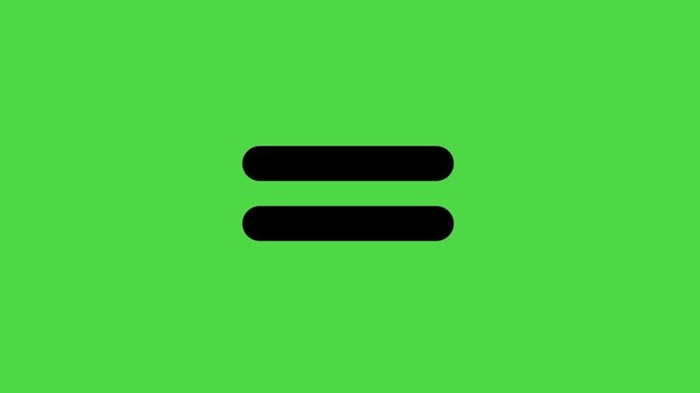 Equal sign animation on green background . Equal math icon