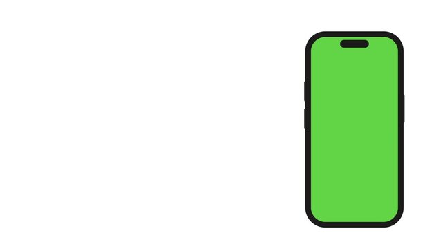 Phone with green screen animation on white background . Smartphone animation mockup