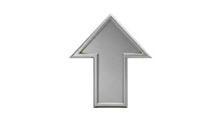 Brushed metal arrow pointing up isolated PNG, direction indicator for navigation and progress, metallic texture for modern design © Sorin