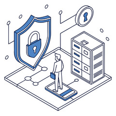 A digital fortress safeguarding sensitive information a vibrant illustration representing cybersecurity data protection and the modern digital landscape