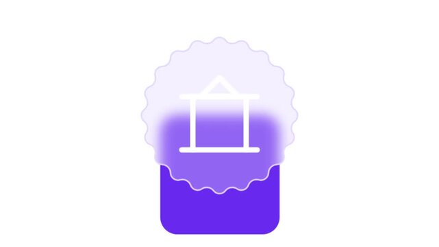 Modern abstract graphic design with purple square and cloud shape effect