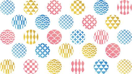 和風の背景／和柄のカラフルな丸い模様