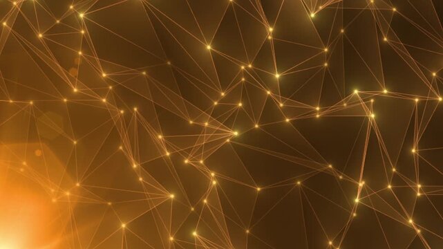 Golden polygon network with connected nodes and lines