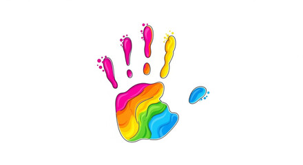 Colorful handprint with rainbow colors vibrant abstract art for creative projects isolated on white background