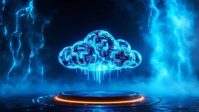 Futuristic cloud computing symbol