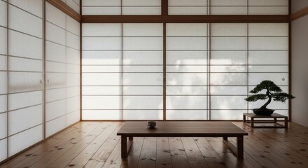Serene Japanese Style Room Interior.