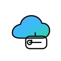 Secure cloud key access business icon in bold outline SVG vector