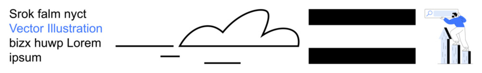 Obraz premium Cloud computing, data analytics, business growth, technology, online services, efficiency. Abstract cloud and bar graph design. Cloud computing and data analytics visualization