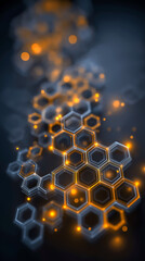 近未来的な六角形のネットワーク背景　テクノロジーと科学のイメージ
