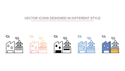 Fototapeta premium Power Generation icon set in different style with white background illustration