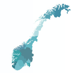 Map of Norway with provincies borders