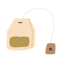 Autumn tea bag drink with cozy mood. Warm fall beverage illustration for seasonal menus, packaging, and lifestyle designs. Hand drawn vector illustration.