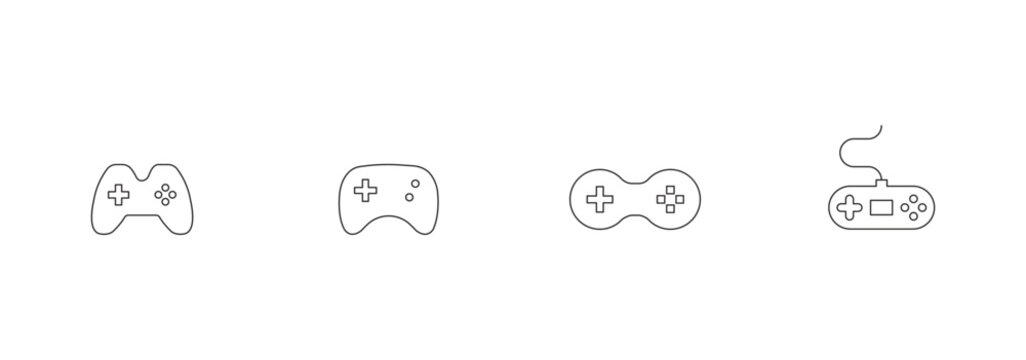 Gaming Controller Icon Vector Set. Game console Vector Icon in line style design. Symbol of Gamepad. Vector illustration.