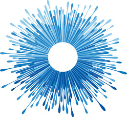 Obraz premium A vibrant explosion of blue lines radiating outward from a central point isolated on transparent background, Vector