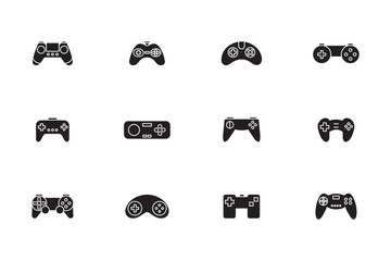 Gaming controller icon set. Silhouette style. Game console. Joystick icon collections. Gamepad icon set. Video game controller, joystick, console icon. Vector Illustration. Vector Graphic. EPS 10 © Agastya 897