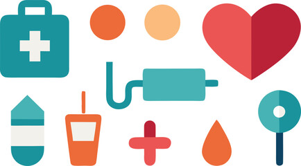 Fototapeta premium Medical icons set isolated on transparent background, Vector, illustration