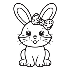 Obraz premium EASTER BOLD EASY COLORING PAGES, VECTORS, ILLUSTRATION, LINE ART, BLACK-WHITE, BOLORING BOOK, COLORING PAGES, 8.5X8.5 INCHES, PRINTABLE COLORING PAGES, BUNNY, EGG, CHICK, EASTER BACKGROUND