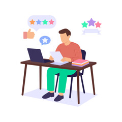 Fototapeta premium Account Review, evaluating financial records and accuracy, Flat vector character illustration