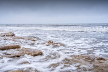 Winter seascape of the Baltic Sea in Mielno.