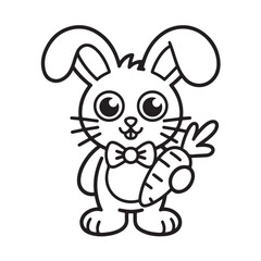 Fototapeta premium EASTER BOLD EASY COLORING PAGES, VECTORS, ILLUSTRATION, LINE ART, BLACK-WHITE, BOLORING BOOK, COLORING PAGES, 8.5X8.5 INCHES, PRINTABLE COLORING PAGES, BUNNY, EGG, CHICK, EASTER BACKGROUND