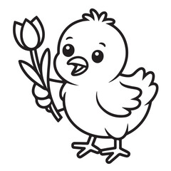 Fototapeta premium EASTER BOLD EASY COLORING PAGES, VECTORS, ILLUSTRATION, LINE ART, BLACK-WHITE, BOLORING BOOK, COLORING PAGES, 8.5X8.5 INCHES, PRINTABLE COLORING PAGES, BUNNY, EGG, CHICK, EASTER BACKGROUND