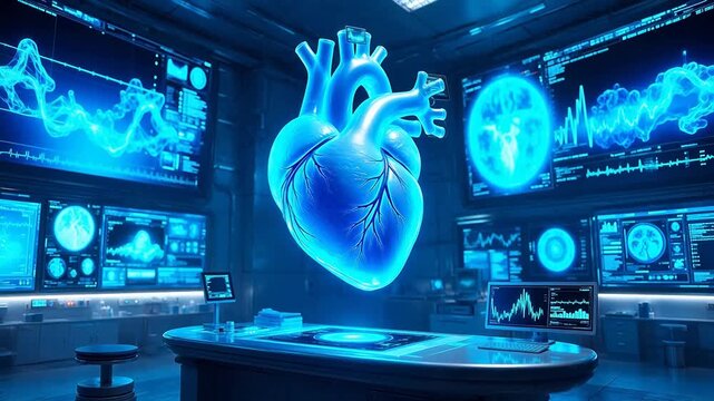 Futuristic medical heart scan room