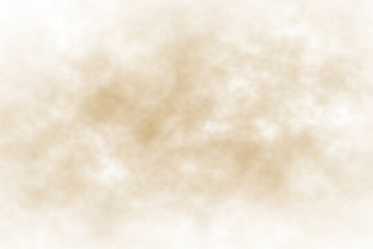 Brown dust sand soil smoke cloud particles isolated on a transparent white background. Sandstorm effect, smog, dust explosion rising, Smoke fog overlay effect. Blurred soil dust. PNG design elements