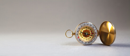 Compass on the white background. Focus on the front compass.