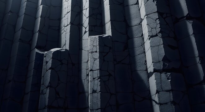 Ancient Stone Pillars Crumbling in Dramatic Lighting.