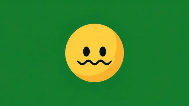 Worried Emoji Face on Green Background