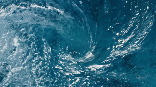 Intense deep blue water vortex close-up showing a powerful whirlpool, ideal for concepts of crisis, energy, or natural force.