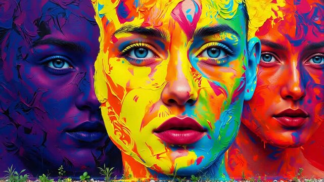 Vibrant colorful face art