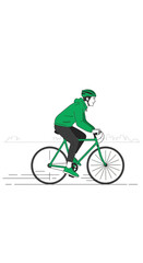Fototapeta premium Active Person Cycling Outdoors With Minimalist Green Design