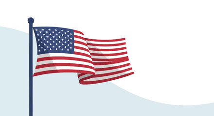Obraz premium American Flag Waving Majestically On A Pole With A Simple Background