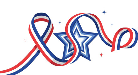 Obraz premium American Patriotism: A Symbolic Illustration Featuring Stars and Patriotic Ribbons.
