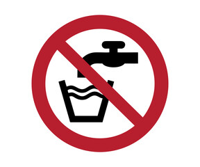 ISO 7010 P005 &ndash; Not drinking water sign. Prohibition sign pictogram illustration on transparent background, 
