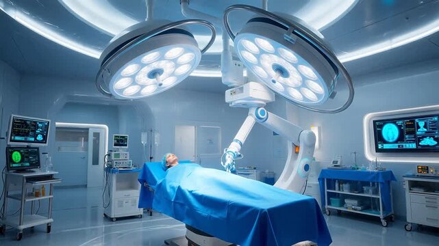 Modern operating room with robotic surgery