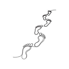 Walking Human Footprint Trail Line Illustration
