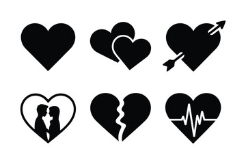 Heart Icons: Love, Couple, Broken Heart, Arrow, Heartbeat